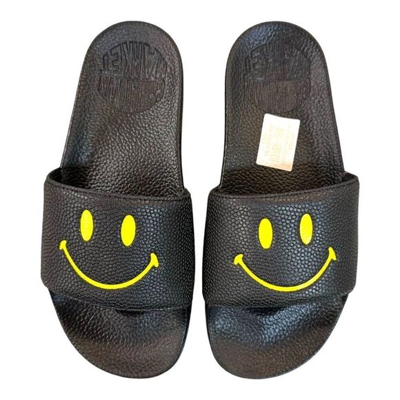 Chinatown Market Smiley Face Slide Sandals Black Size 6 Casual Comfortable Slip- - Picture 9 of 9